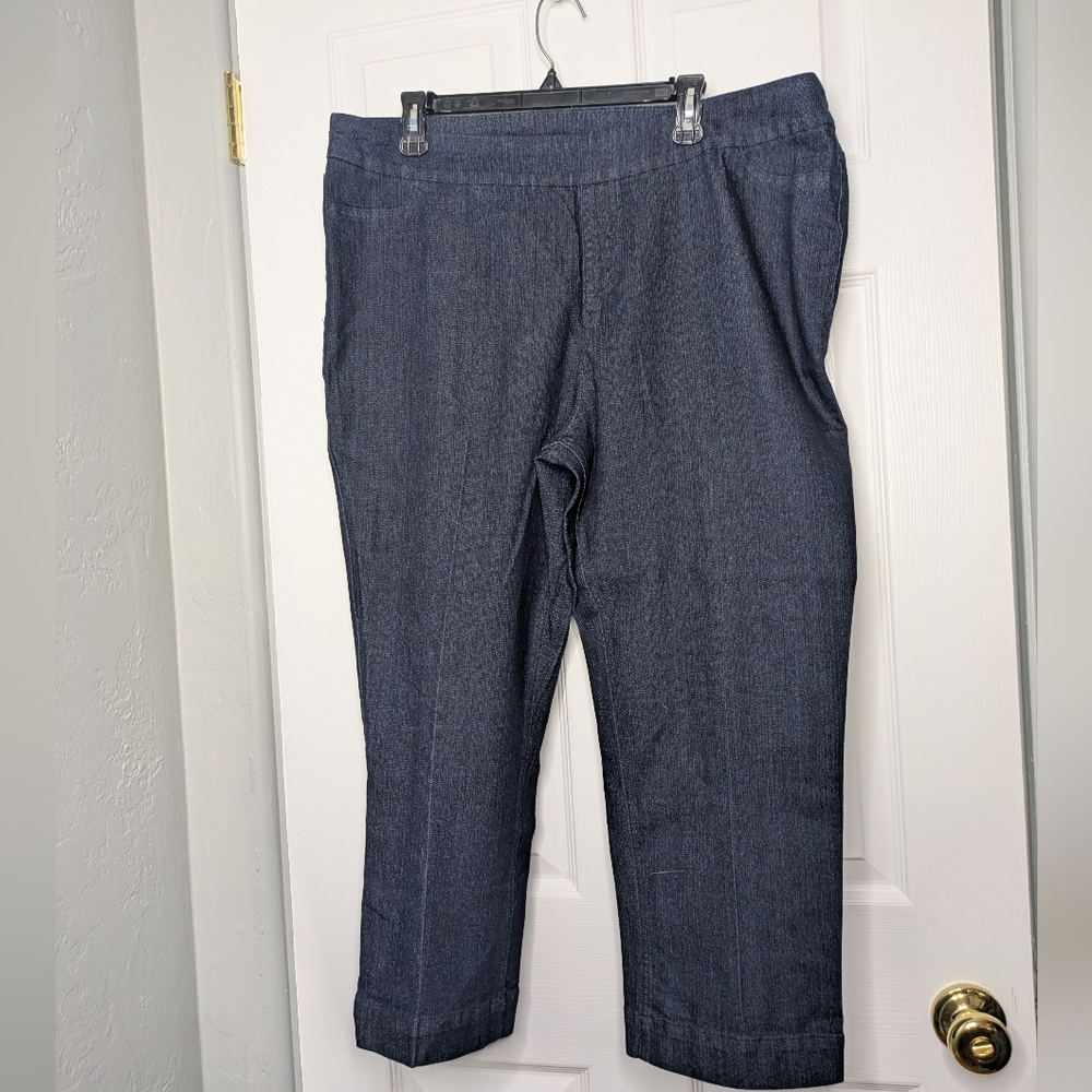 NWT Soft Surroundings Legging/Capri Dark Blue Denim Pants Super Stretch 1X